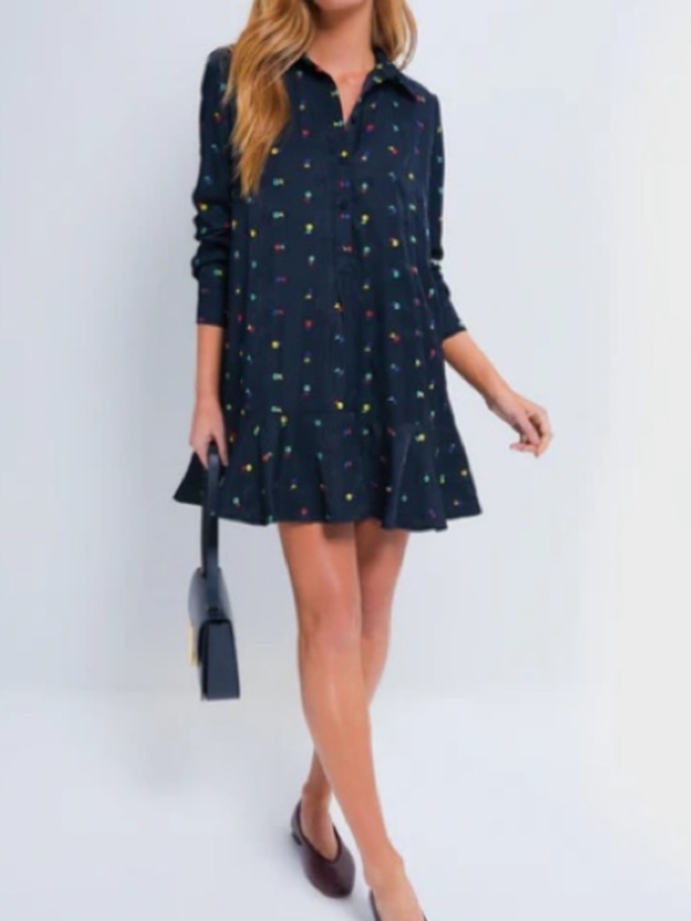 Tuckernuck Dark Navy Embroidered Callahan Shirt Dress